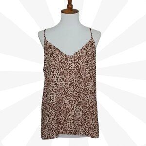 A New Day Animal Print Adjustable Spaghetti Straps V Neck Cami Top Size Medium
